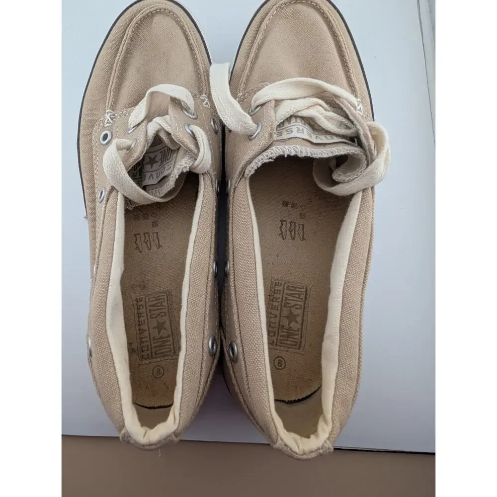 Converse One Star Men's Size 8 Boat Shoes Beige Canvas Tan Loafers